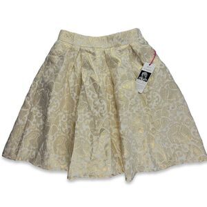 Gibson Gold Brocade Pleated Skirt Petite XS